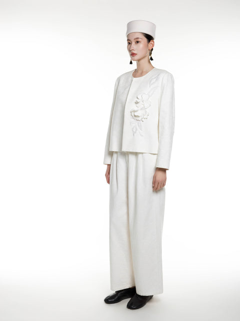 Cotton Linen Handmade Flower Jacket