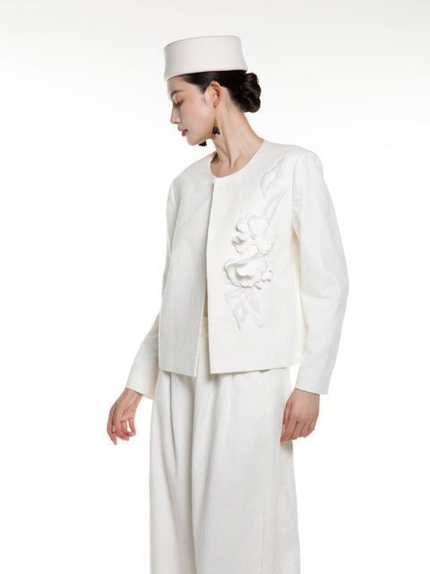Cotton Linen Handmade Flower Jacket