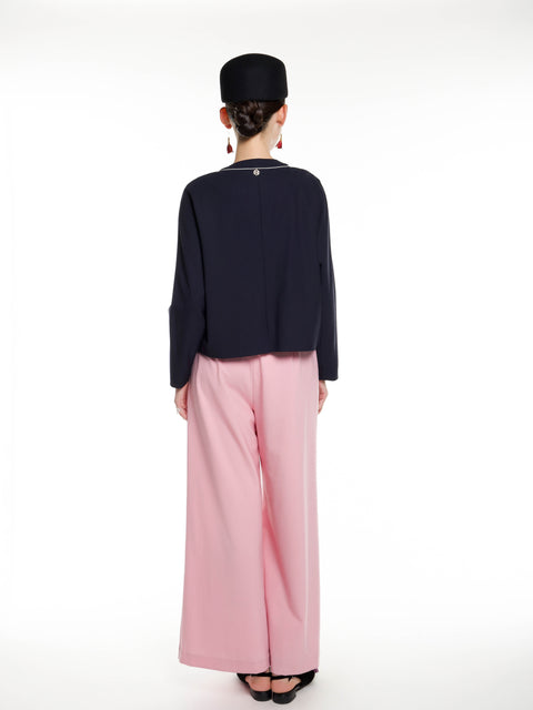 Wool short R-neck jacket
