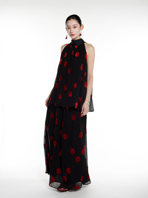 Silk Rose Burnout Sleeveless Top
