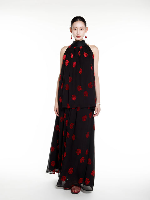 Silk Rose Burnout Sleeveless Top