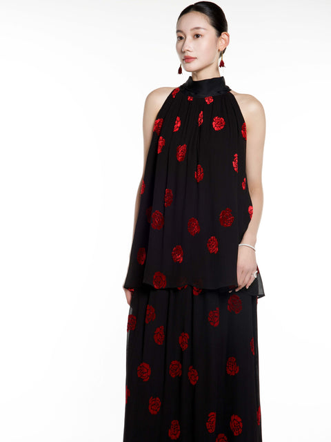 Silk Rose Burnout Sleeveless Top