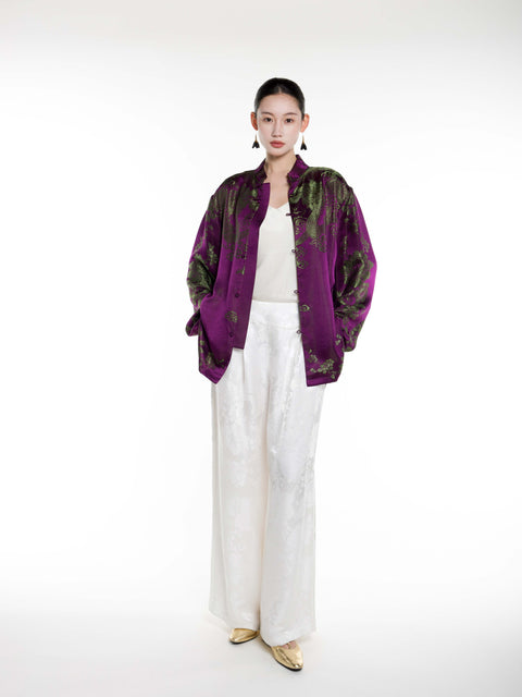 Silk Ancient Jacquard Boyfriend Shirt