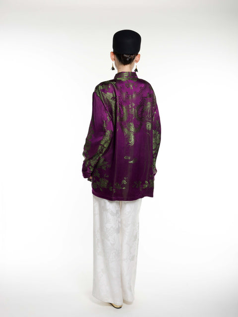 Silk Ancient Jacquard Boyfriend Shirt