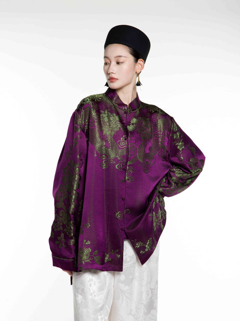 Silk Ancient Jacquard Boyfriend Shirt