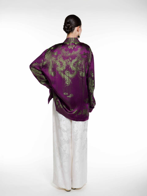 Silk Ancient Jacquard Boyfriend Shirt