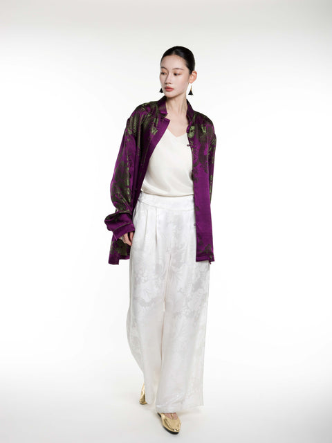 Silk Ancient Jacquard Boyfriend Shirt