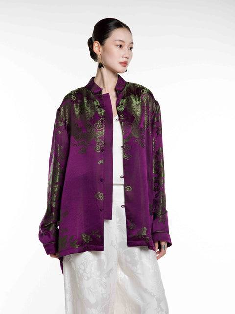 Silk Ancient Jacquard Boyfriend Shirt