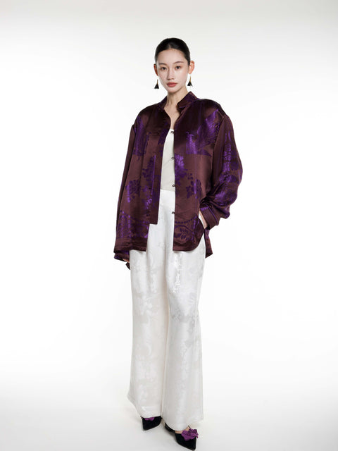 Silk Ancient Jacquard Boyfriend Shirt