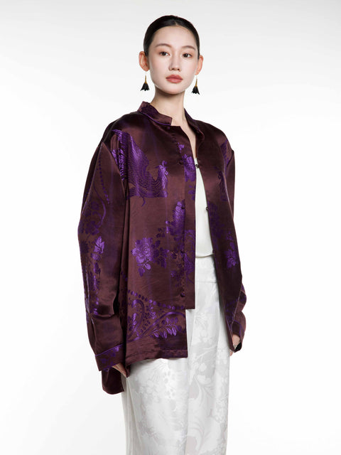 Silk Ancient Jacquard Boyfriend Shirt