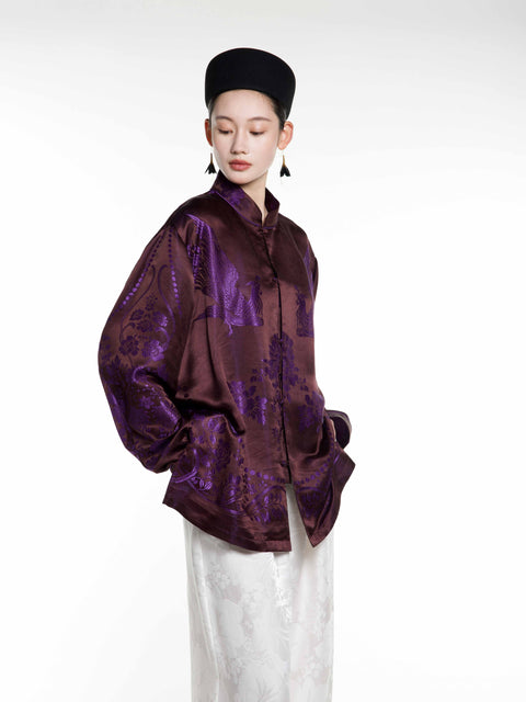 Silk Ancient Jacquard Boyfriend Shirt
