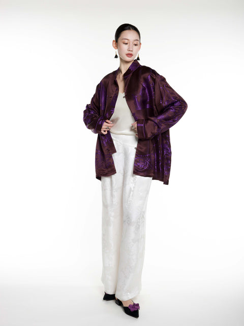 Silk Ancient Jacquard Boyfriend Shirt
