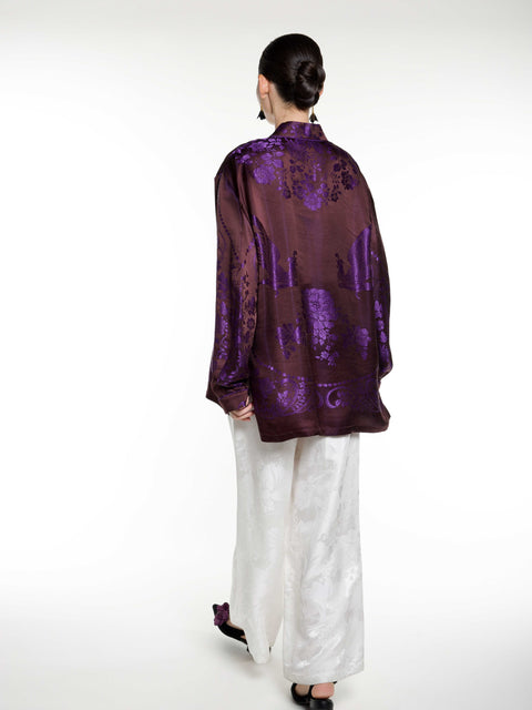 Silk Ancient Jacquard Boyfriend Shirt
