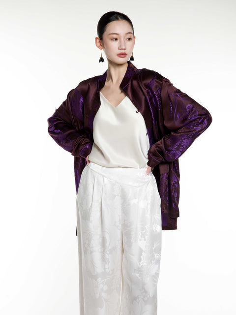 Silk Ancient Jacquard Boyfriend Shirt
