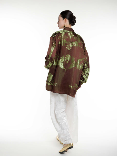 Silk Ancient Jacquard Boyfriend Shirt