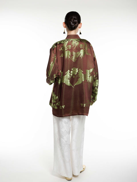 Silk Ancient Jacquard Boyfriend Shirt