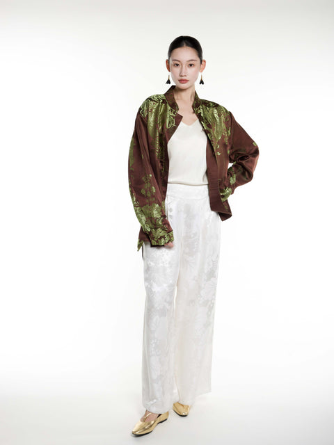 Silk Ancient Jacquard Boyfriend Shirt