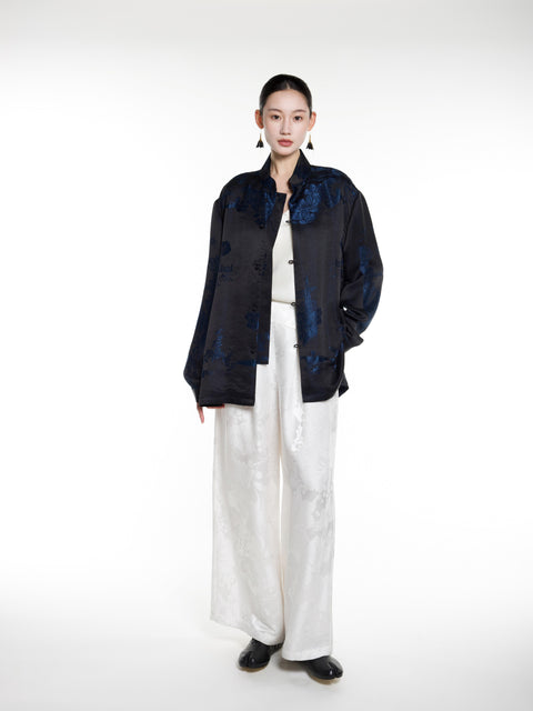 Silk Ancient Jacquard Boyfriend Shirt