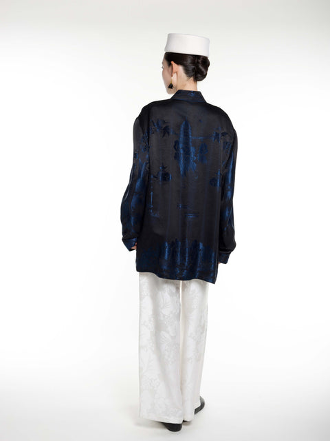 Silk Ancient Jacquard Boyfriend Shirt
