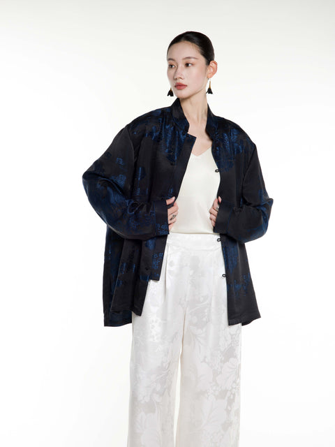 Silk Ancient Jacquard Boyfriend Shirt