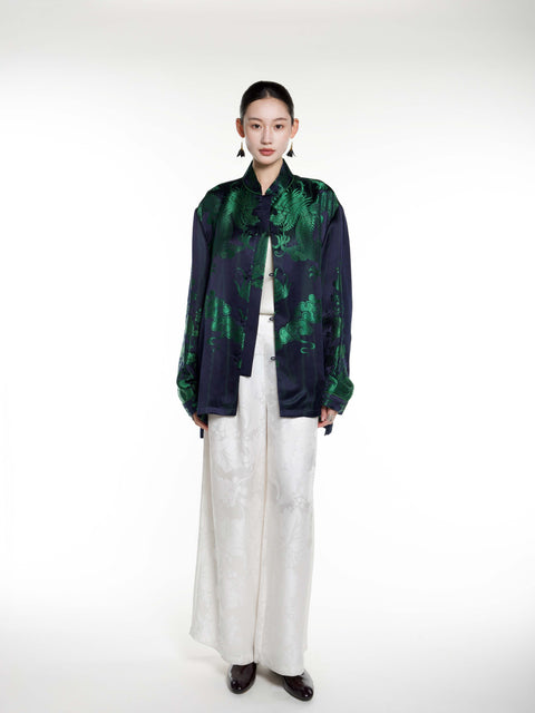 Silk Ancient Jacquard Boyfriend Shirt
