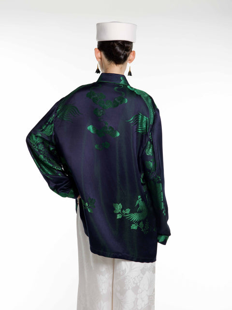 Silk Ancient Jacquard Boyfriend Shirt