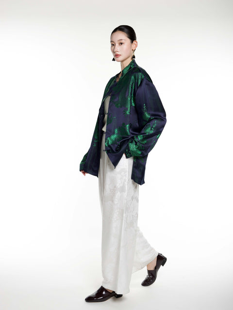 Silk Ancient Jacquard Boyfriend Shirt