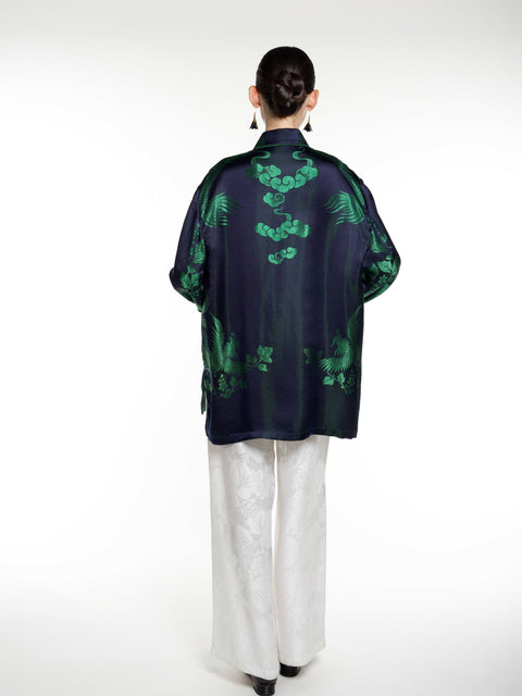 Silk Ancient Jacquard Boyfriend Shirt