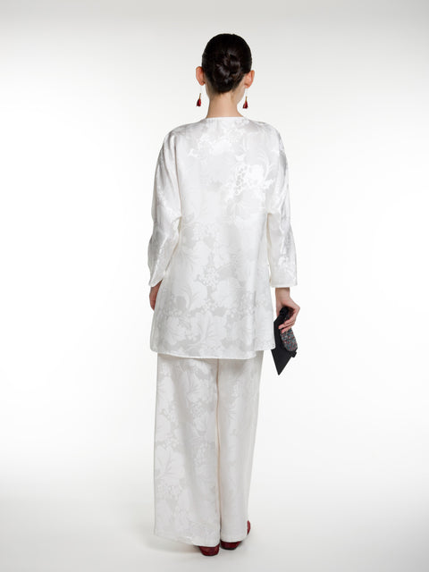 Silk Jacquard Long Sleeves Top