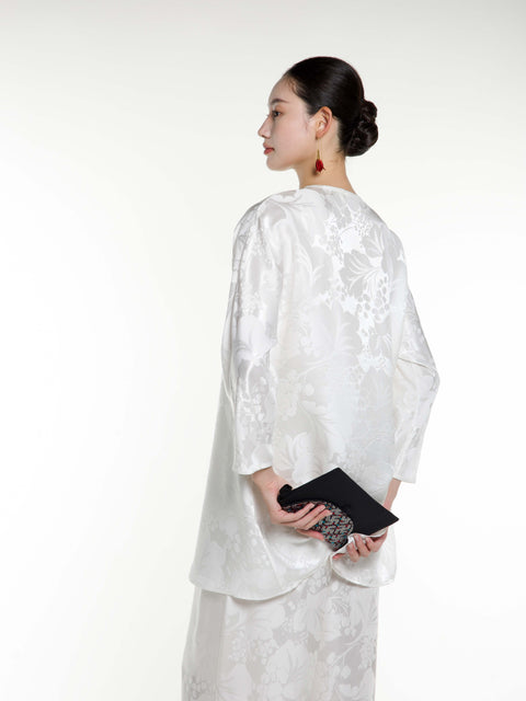 Silk Jacquard Long Sleeves Top