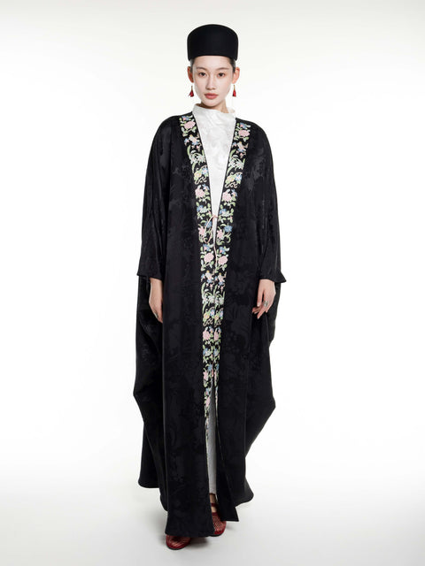 Silk Jacquard Embroidery Abaya