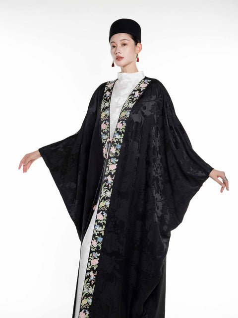 Silk Jacquard Embroidery Abaya