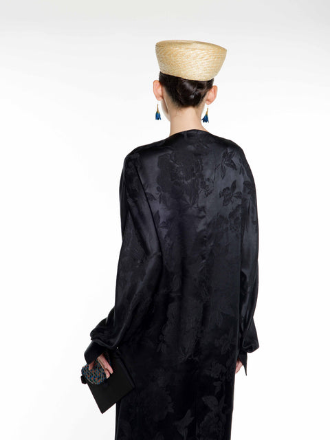 Silk Jacquard V-neck Abaya