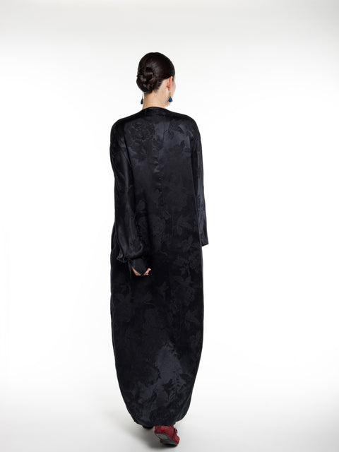 Silk Jacquard V-neck Abaya