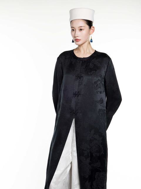 Silk Jacquard R-neck Abaya