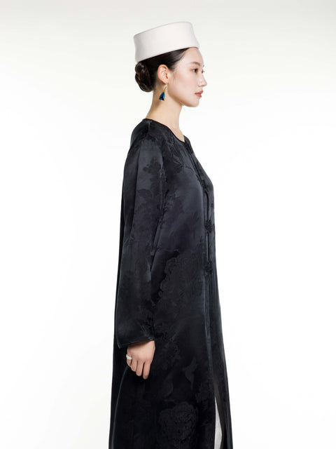 Silk Jacquard R-neck Abaya