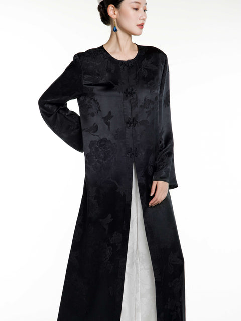 Silk Jacquard R-neck Abaya