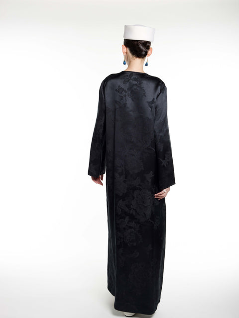 Silk Jacquard R-neck Abaya
