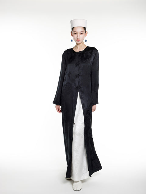 Silk Jacquard R-neck Abaya