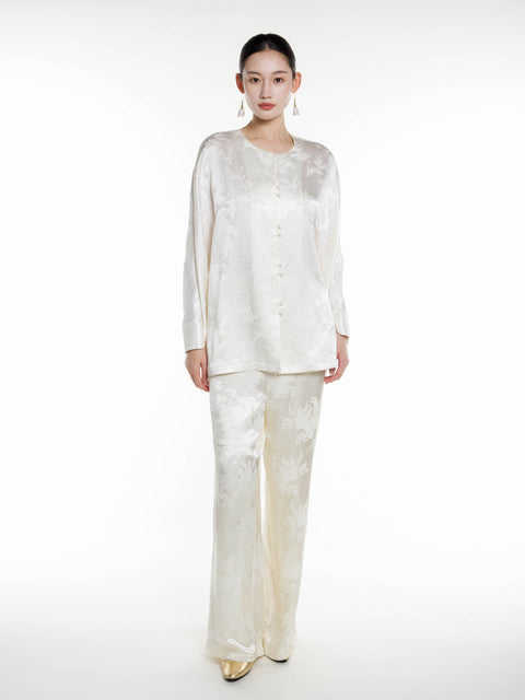 Silk Jacquard Long Blouse