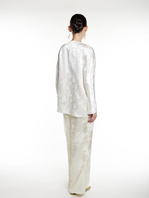 Silk Jacquard Long Blouse