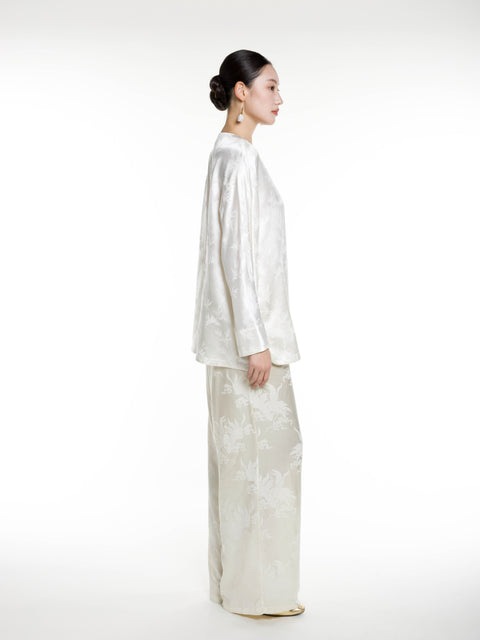 Silk Jacquard Long Blouse