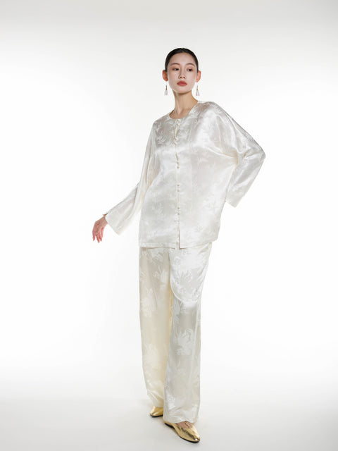 Silk Jacquard Long Blouse