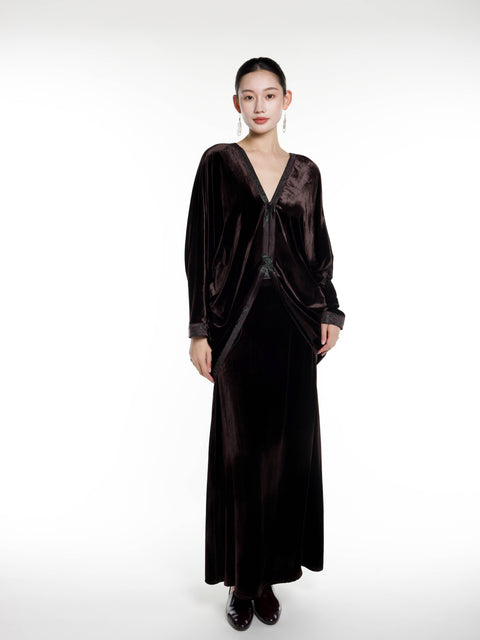 Silk Velvet Flowing Coat