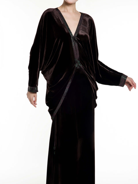 Silk Velvet Flowing Coat