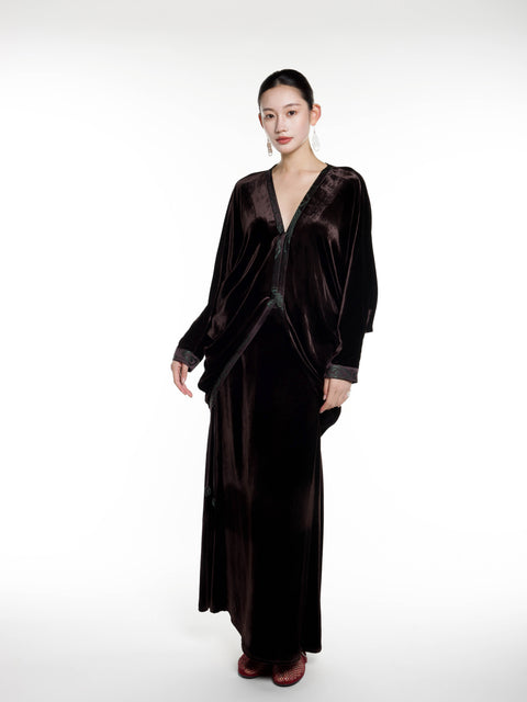 Silk Velvet Flowing Coat
