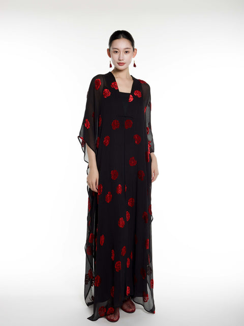 Silk Rose Burnout Abaya