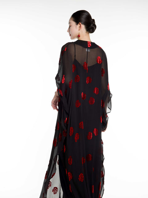 Silk Rose Burnout Abaya