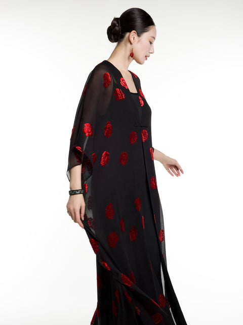 Silk Rose Burnout Abaya