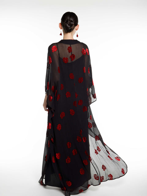 Silk Rose Burnout Abaya